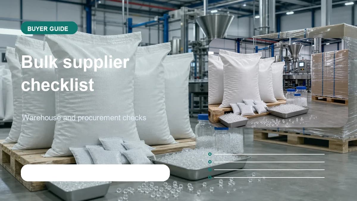 Bulk silica gel supplier checklist visual visual for DryGelWorld industrial desiccant buyers