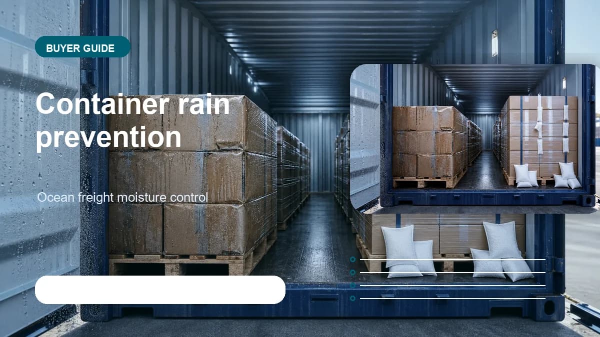 Container rain prevention visual visual for DryGelWorld industrial desiccant buyers