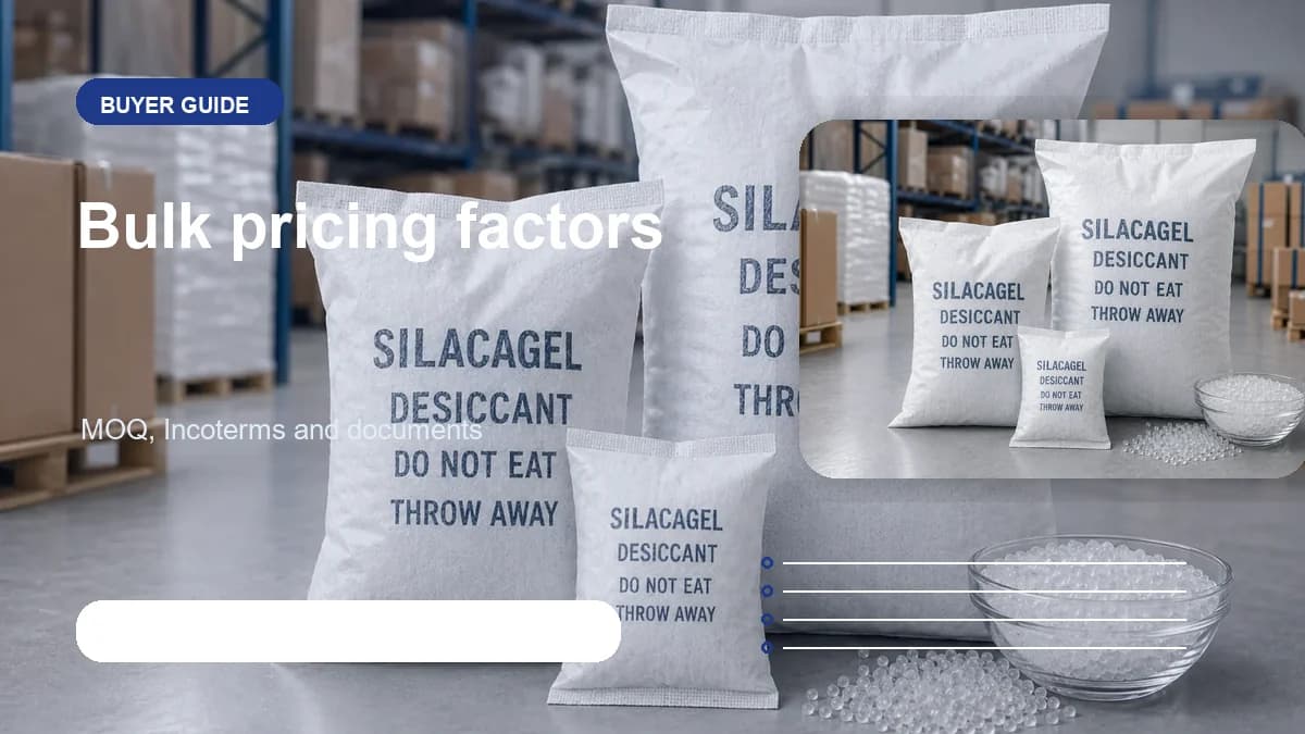 Bulk silica gel pricing factors visual visual for DryGelWorld industrial desiccant buyers