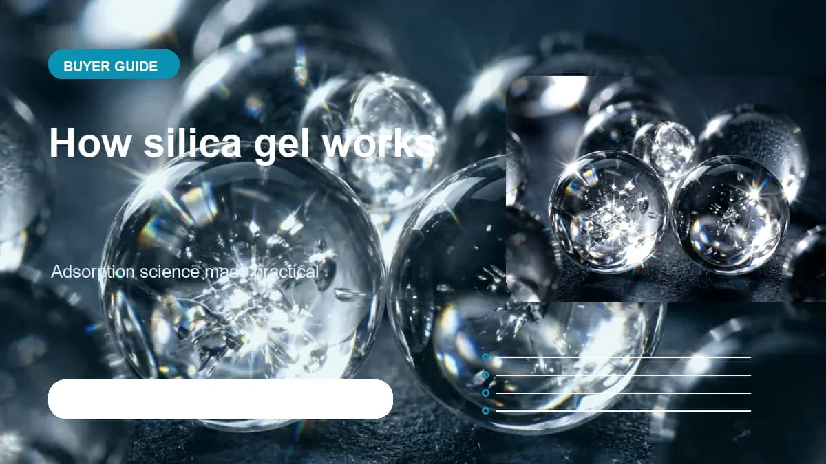 Silica gel adsorption science visual visual for DryGelWorld industrial desiccant buyers