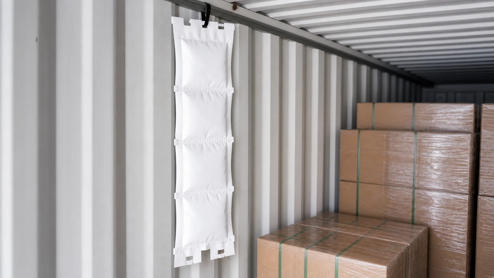 Calcium Chloride Container Strip - High-capacity calcium chloride hanging strips for sea-freight containers, humid routes, and container-rain risk.