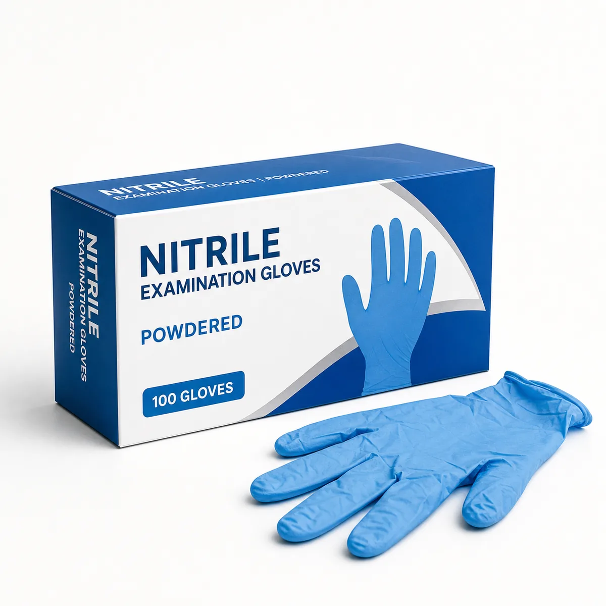 Powdered Nitrile Examination Gloves | Dry Gel World product supply Powdered Nitrile Examination Gloves - Powdered nitrile examination gloves in blue and black for medical, laboratory, food-handling, and industrial hand protection.
